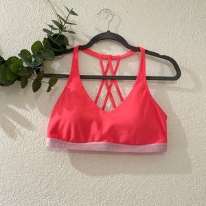 Under armour sports bra neon orange cross back